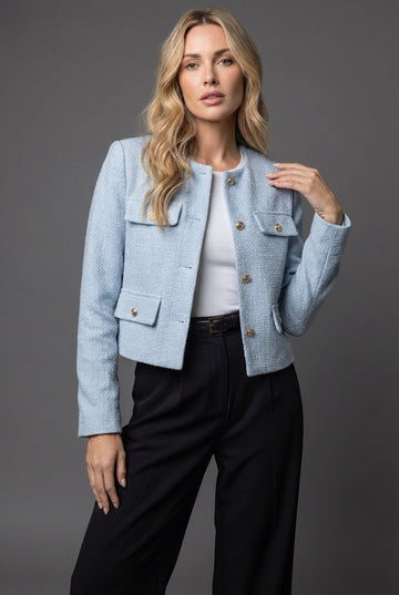 Dam Tweedblazer – Kort Modell – Rund Halsringning – Fickor – bild 1