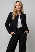Dam Tweedblazer – Kort Modell – Rund Halsringning – Fickor – bild 4